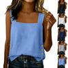 Women Summer Casual Tee Sleeveless Shirt Side Button Loose Cotton Linen Tank Tops
