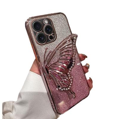 Adecuado para Funda de Silicona para Teléfono Móvil IPhone15 Soporte de Mariposa de Arena Movediza Apple 16Promax Brillo 13/14
