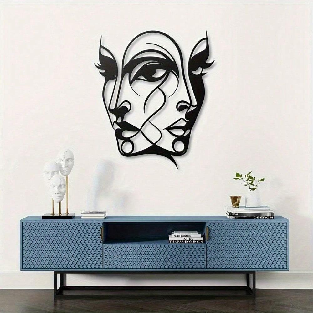 1 Piece Of Classic Abstract Female Face Metal Wall Art, An Original Pattern Sculpture, An Elegant Wall Decoration