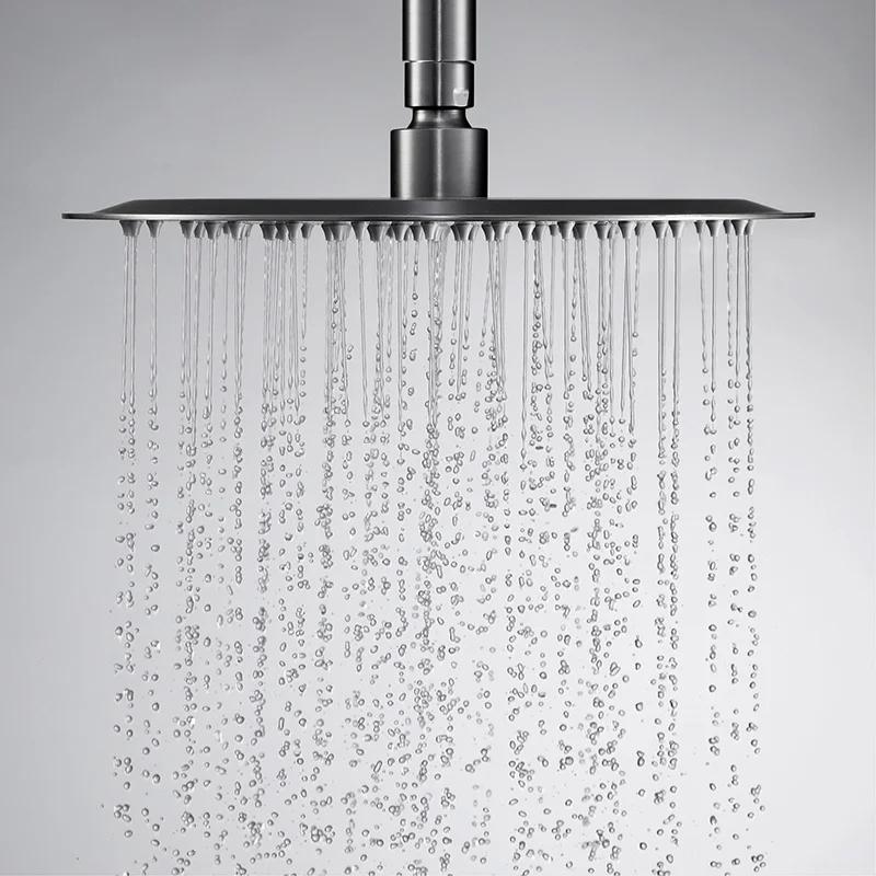 Brushed Rose Gold Rain shower head stainless steel Ultrathin water pressurize shower head in rose gold, Grey, brushed gold