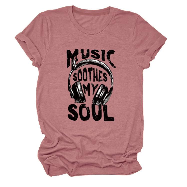 Personality trendy music soothes my ladies bottoming round neck short sleeve t-shirt