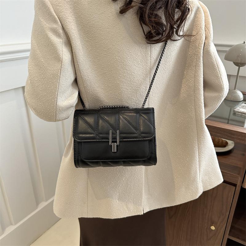 Korean Style Texture Bag 2024 Spring New Diamond Chain Bag Simple Shoulder Bag Crossbody Bag