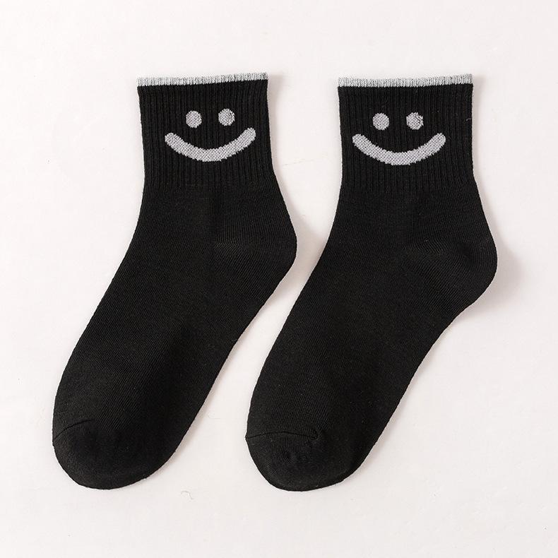 Women's Mid-calf Socks for Autumn and Winter, Cute Smiling Long Calf Socks
