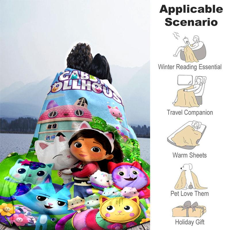1pc Blanket Gabby's Dollhouse Print Design, Lightweight Blanket for Sofa, Bed- Soft &Warm, Gift for All Seasons like Christmas, Halloween