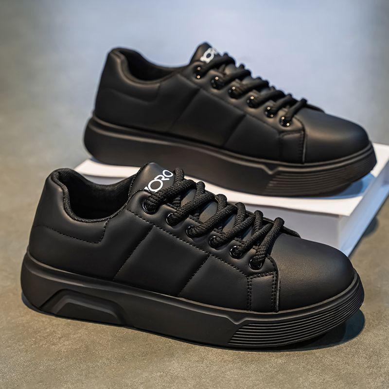 

Мужские ретро черные кожаные кроссовки - Толстая подошва, рабочая одежда и повседневная спортивная обувь для весны и осени Order size