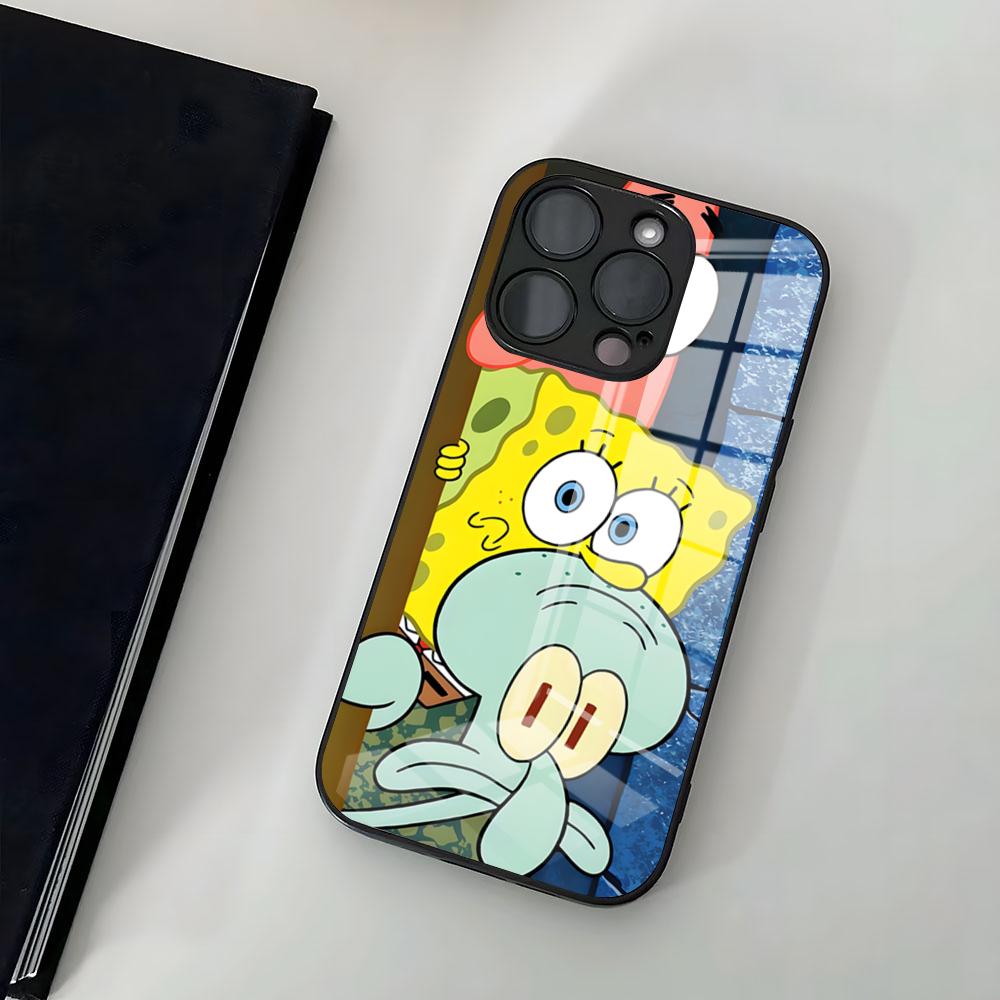 SpongeBob Cartoon Phone Case For IPhone 17 Air 16 15 14 Pro 13 11 12 XR XS ProMAX 7 8 Plus Glass Cover