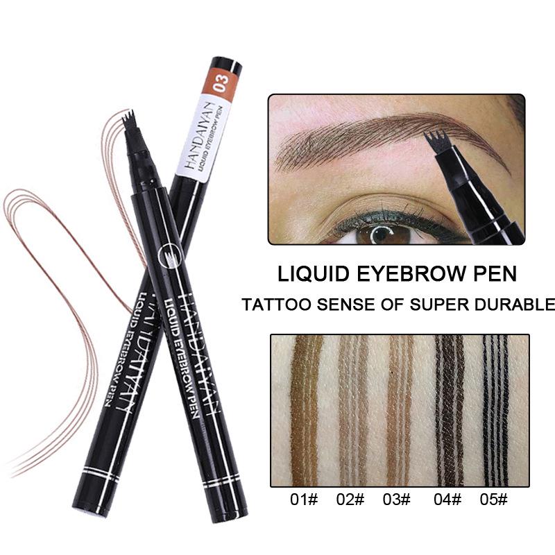 Creion de sprâncene lichid pentru tatuaj, lichid, rezistent la apă, natural, 5 culori, cu 4 furculițe