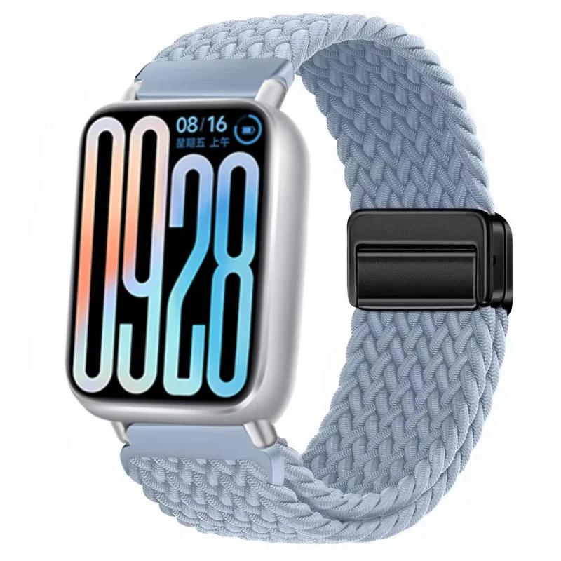 Nylon Strap for Xiaomi Band 8 Pro/9 Pro Braided Loop Magnetic Buckle Breathable Adjustable Wristband for Redmi Watch 6/5/4 Belt