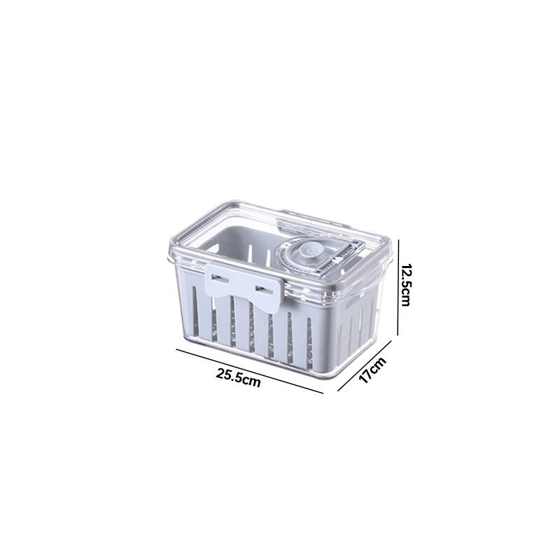 Thickened PET Fridge Storage Basket with Timer & Sealable Fresh-Keeping Lid фото
