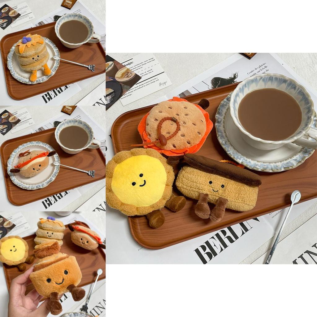Egg Tarts Puffs Pancakes And Bagels Plush Pendants With Short Plush Filling For Kids And Adults