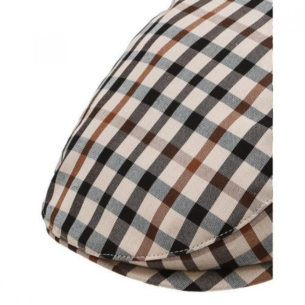 Daks Leather Brown Check Hunting Cap Size Adjustable Strap Dche6el01w2