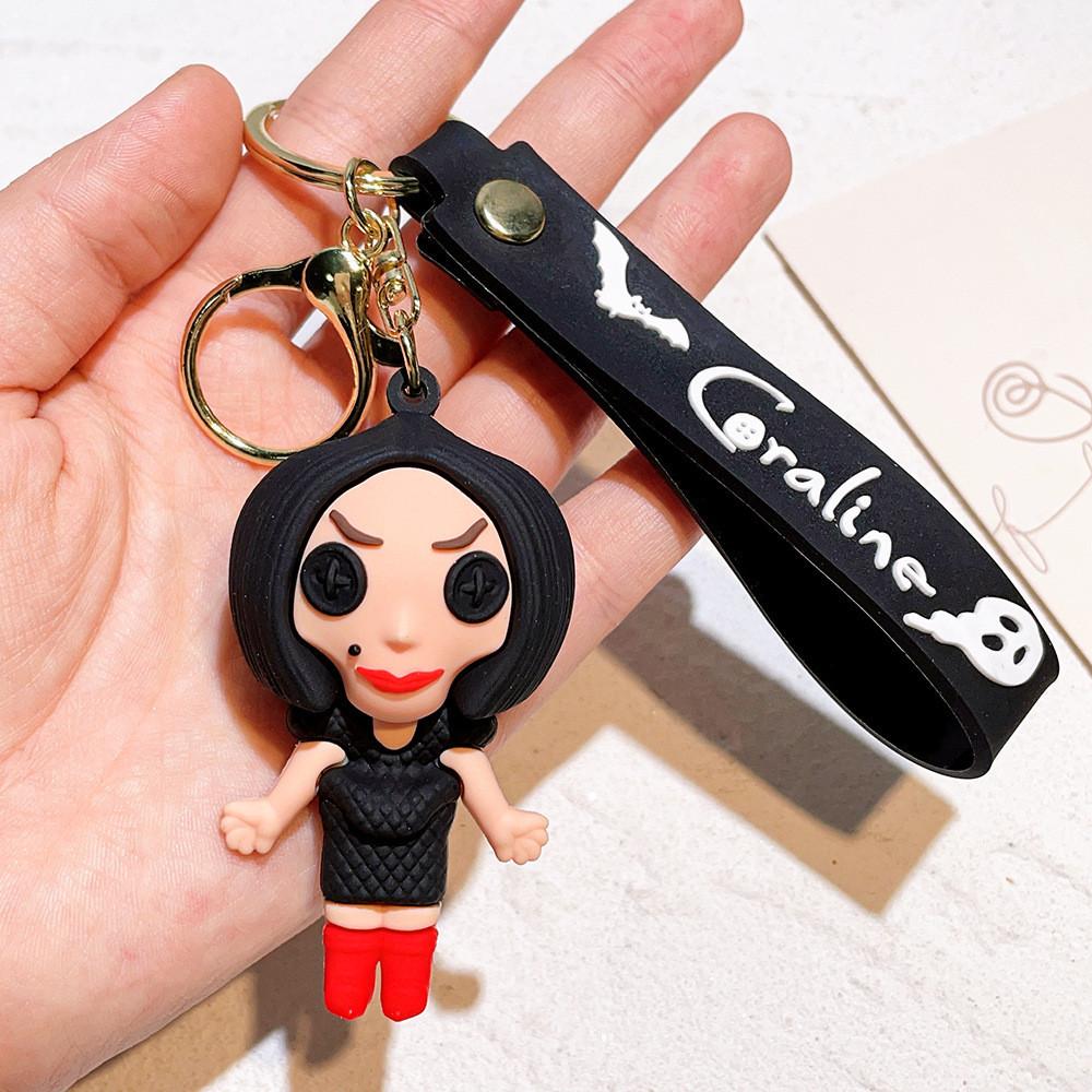 Vibrant Silicone Coraline Keychain Cute American Style Cartoon Character Gift