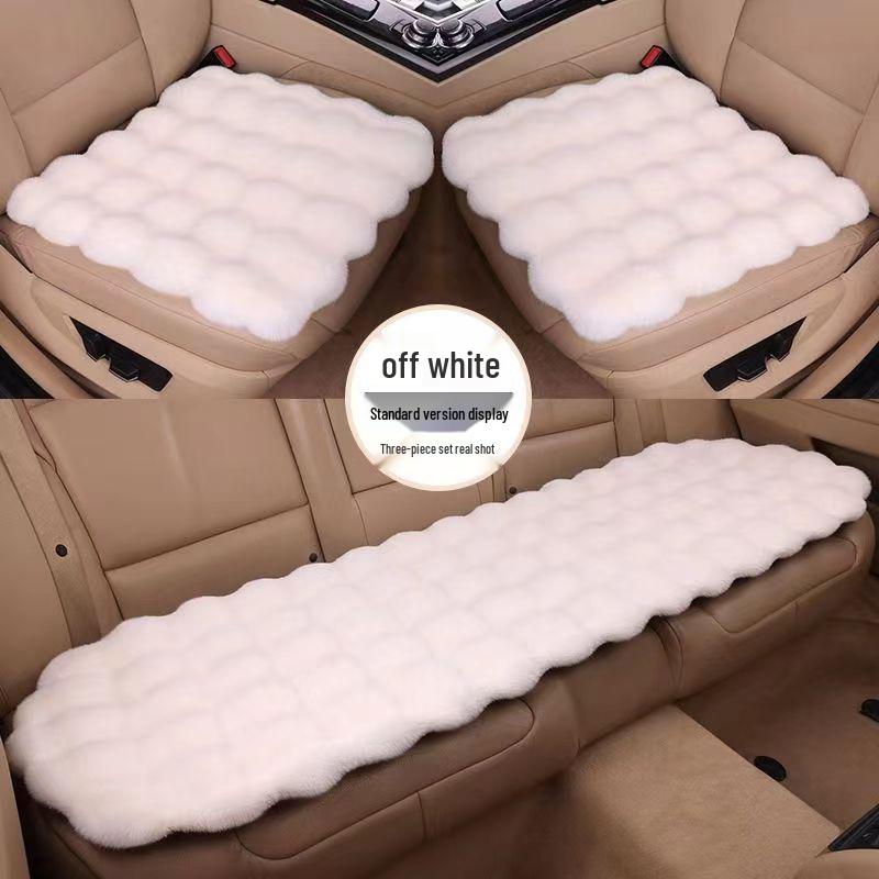 Winter Rabbit Fur Plush Car Seat Cushion - No Backrest, Thickened, Three-Piece Set with Free Shipping