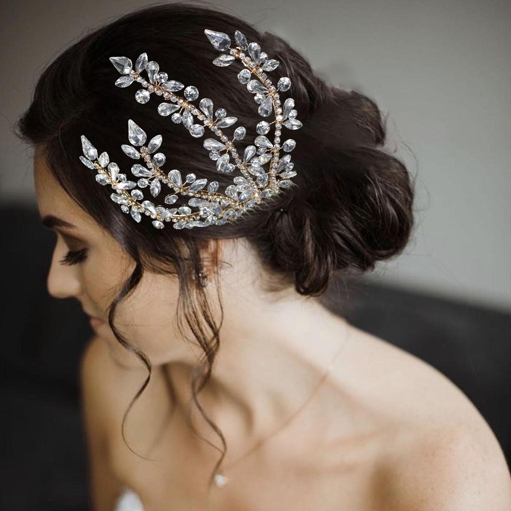 Handmade Rhinestone Bridal Hair Comb Wedding Dress Accessory - Updo Side Decoration Headdress DZ042