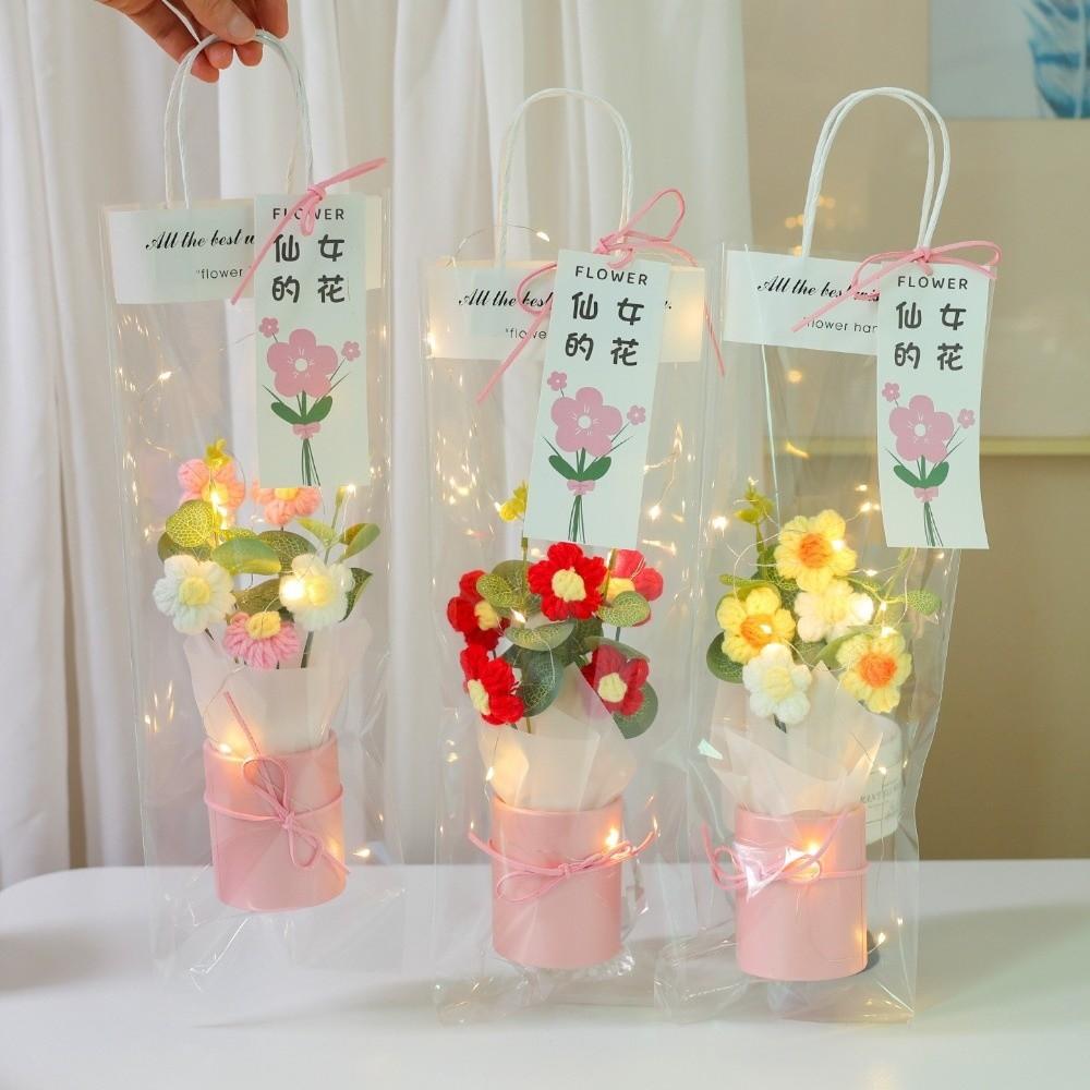 With Light String Crochet Flower Bouquet Artificial Flowers Decor  Teacher's Day Gifts
