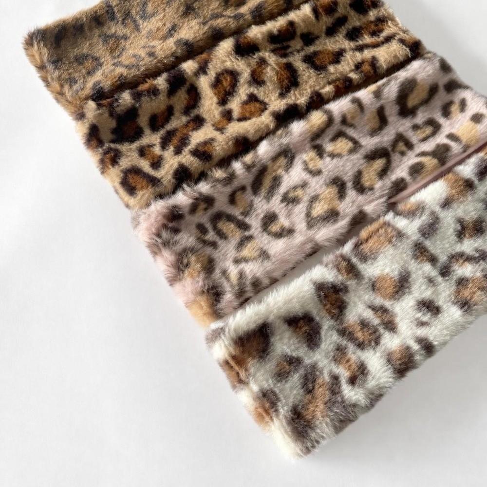 Elastic Wide Plush Headwraps Windproof Warm Thick Hairband Fashion Leopard Fur Headbands Adult