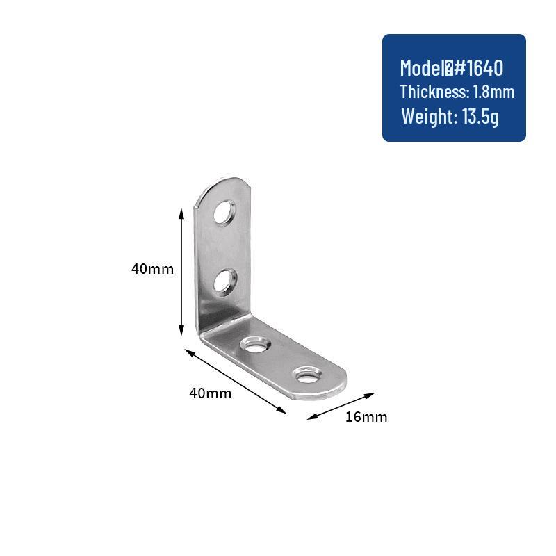 Stainless Steel 90° L-Shaped Angle Bracket for Shelf Support and Wood Board Connection