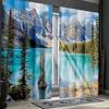 2pcs Jasper Park Maligne Lake Landscape Curtains - Polyester Decorative Drapes with Snow-Capped Mountains & Pine Trees for Bedro