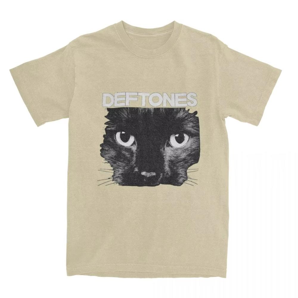 Harajuku TShirt DDeftones Black Cat Cotton T Shirts Music Band Trendy Tshirt for Mens Women Beach Aesthetic Short Sleeve Tees