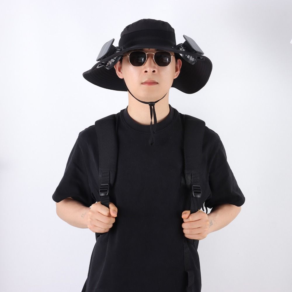 Breathable Outdoor Wide Brim Sun Hat Waterproof Wide Brim Solar Fan Hat for Men Women