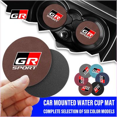 Car Leather Water Coaster Non-Slip Mat Car Bottle Holder Insert Pad for Toyota Corolla TRD GR Yaris Chr Auris RAV4 Land Cruiser Camry Highlander