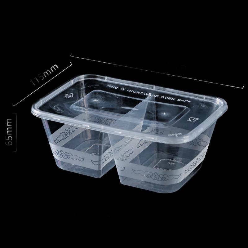 Einweg-PP-Behälter mit 2 Fächern für Meal Prep