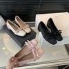 French Small Fragrant Style Satin Mary Jane Shoes Women's 2025 New Sweet Style Temperament One-pedal Square Head Thick Heel Single Shoes