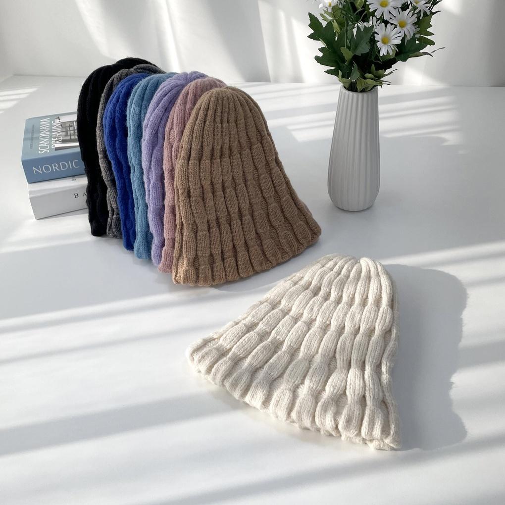 Women's and Men's Couple Daily Embossed Beanie Hat