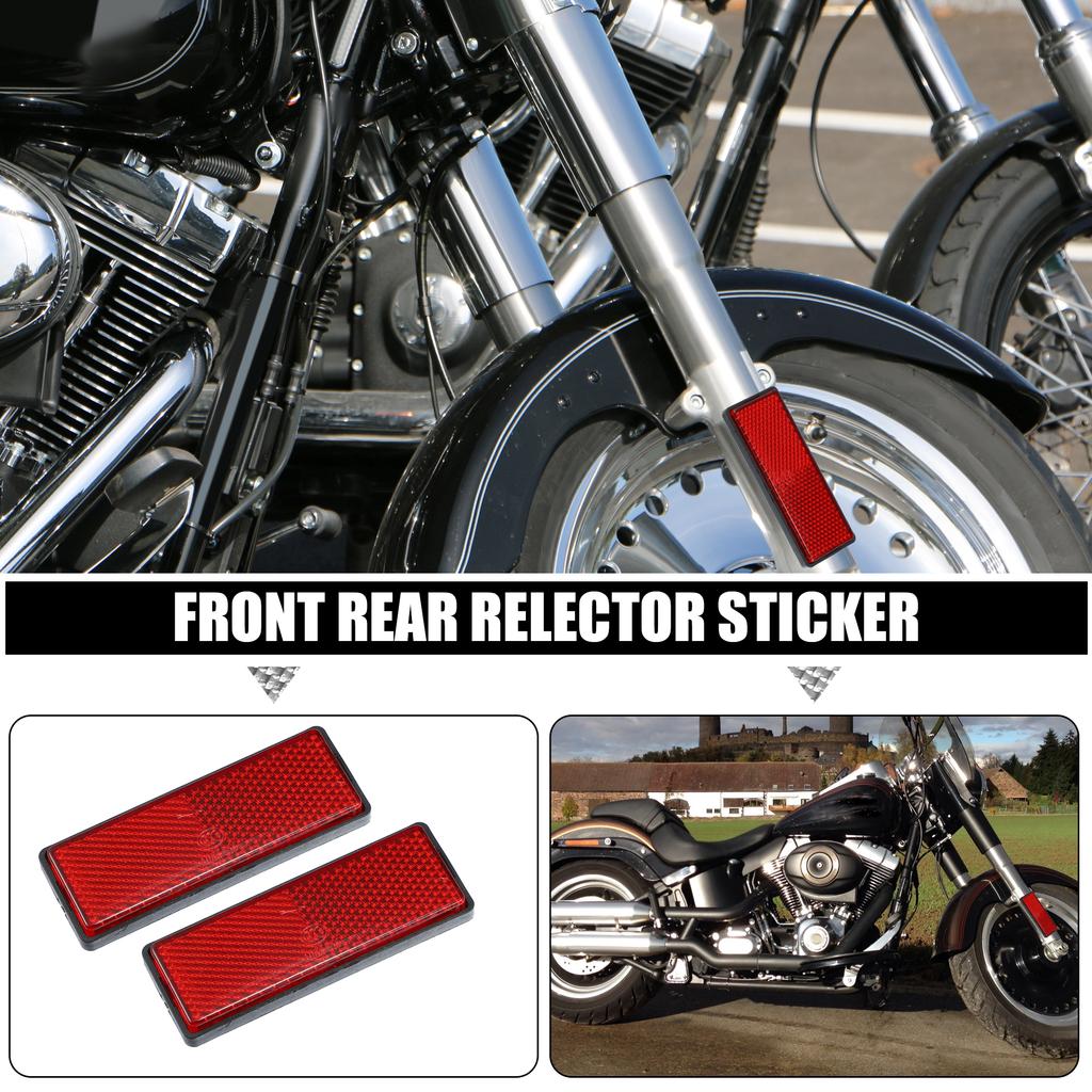 Motoforti 87x32x9mm Front Lower Fork Reflector Sticker Rear Saddlebag Reflective Cover Universal Red with Screw 2-4 Pcs
