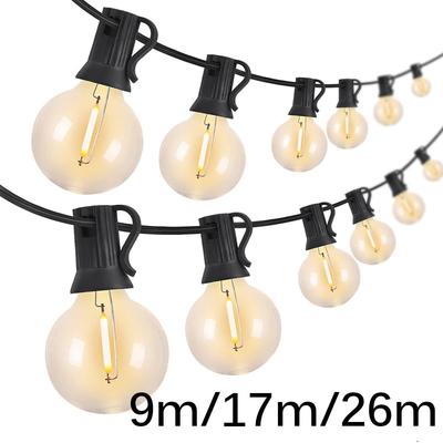 G40 26M String Lights LED per esterni con lampadine E12 in plastica per feste in giardino, matrimoni, terrazze, patio, campeggio, Capodanno, decorazione ghirlanda di Natale