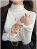 Women's Autumn/Winter 2024 Thick Velvet Half-High Collar Slim Fit Long-Sleeve Top