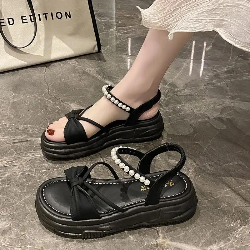 Fashion Pearl Outdoor Sandals for Women Comfort 2025 Trending Woman Shoes New Breathable Fashion Sandal Vintage Summer Sale Trend Shoe