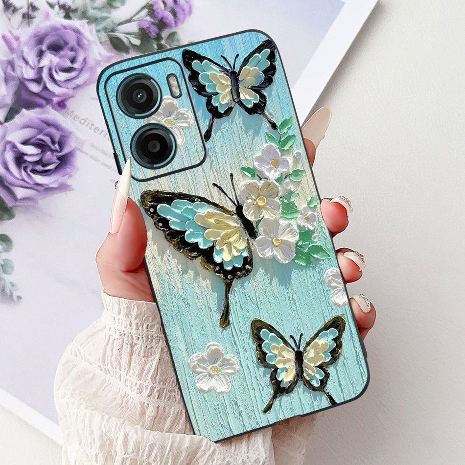 For Motorola Moto G05 G15 E15 2024 Floral Butterfly Phone Case For MOTO G05 G15 E15 4G Black Silicone Soft Lightweight Case