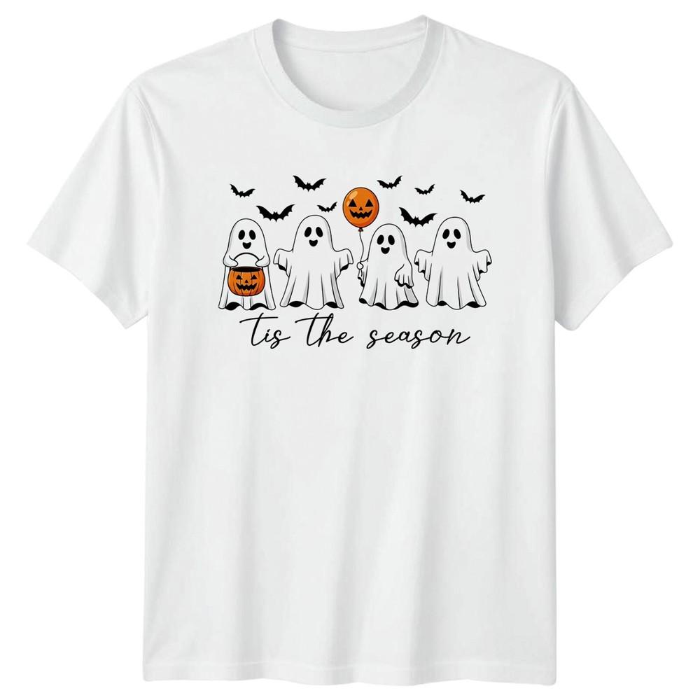 Tis The Season Halloween Ghosts Bats Pumpkin Unisexs TShirt Unisexs Graphic Tee S