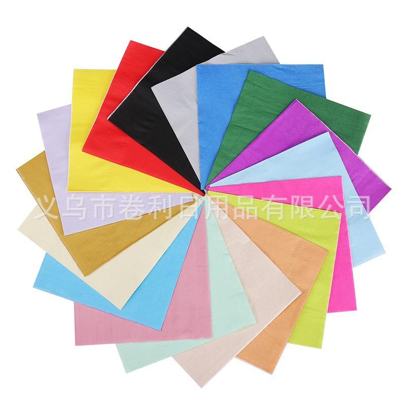 Custom Printing Solid Color Bronzing Logo Tissue Handkerchief Paper All Kinds Of Festivals Birthday Party Exhibition Napkin Decoration