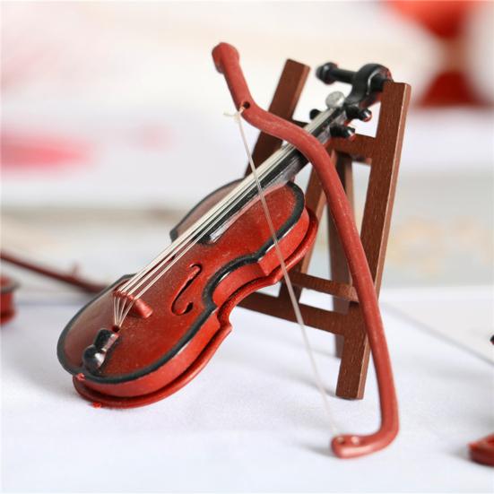 Decorative East-carrying Educational Elegant Cute Miniature Dollhouse Violin Miniature Violin