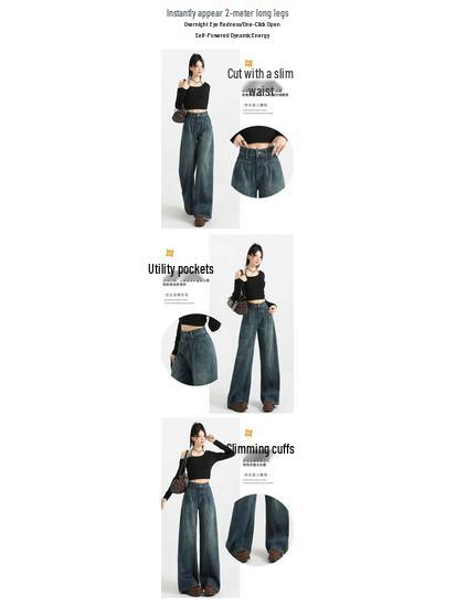 Vintage High-Waist Wide Leg Jeans Slimming Loose Fit for Women