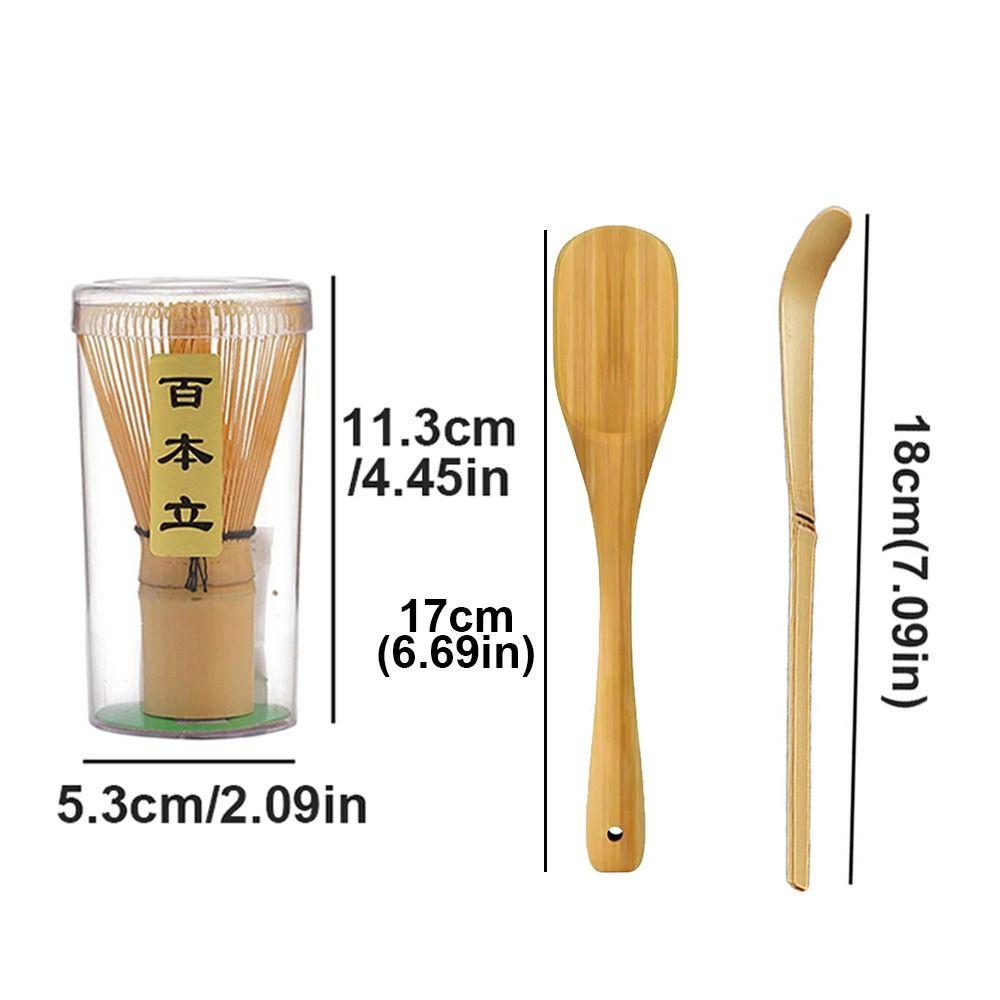 3in1 Food Grade Green Tea Powder Whisk Bamboo Japanese Chasen Traditional Matcha Whisk Set  Stirring