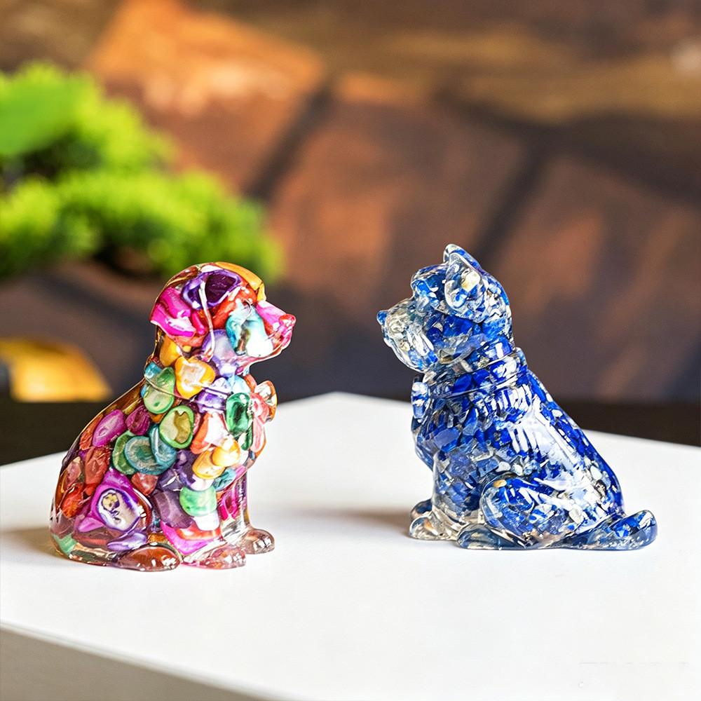Resin Crystal Dogs Snow Shih Tzu And Golden Retriever Home Decor Gift For Animal Lovers