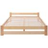 Flieks Solid Solid Wood Bed with Headboard and Slatted Frame, Natural (200x140cm)