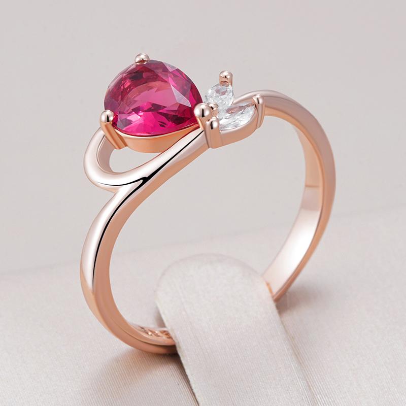 Shiny Red Natural Zircon Ring For Women Fashion  Rose Gold Color Party Accessories Daily Fine Vintage Jewelry