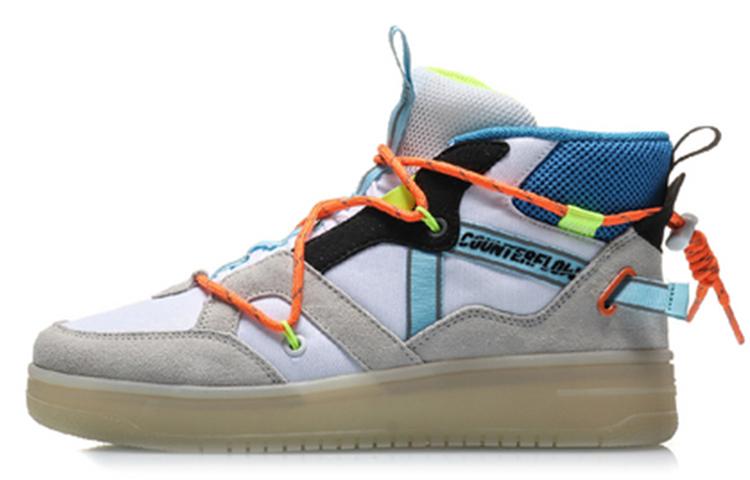 Li Ning CF Hunter Нескользящие Устойчивые к истиранию Высокие Кеды для Скейтборда Женские Бело-оранжевые AGCQ158-4 36