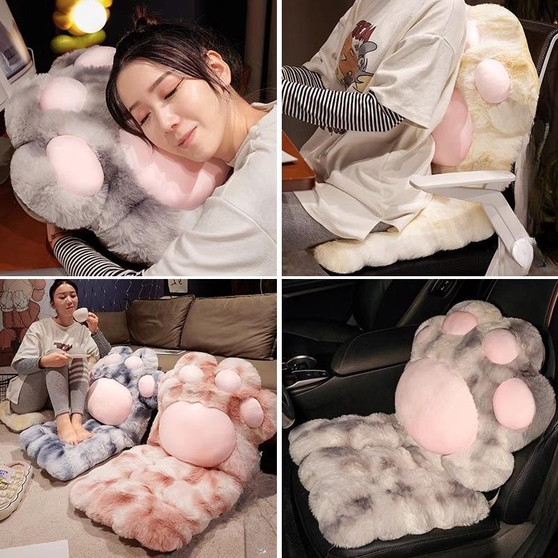 40x90cm Cute Cat Paw Cushion Single Casual Office Chair 2-In-1 Seat Cushion Home Sofa Soft Cushion Bay Window Tatami Futon Mat