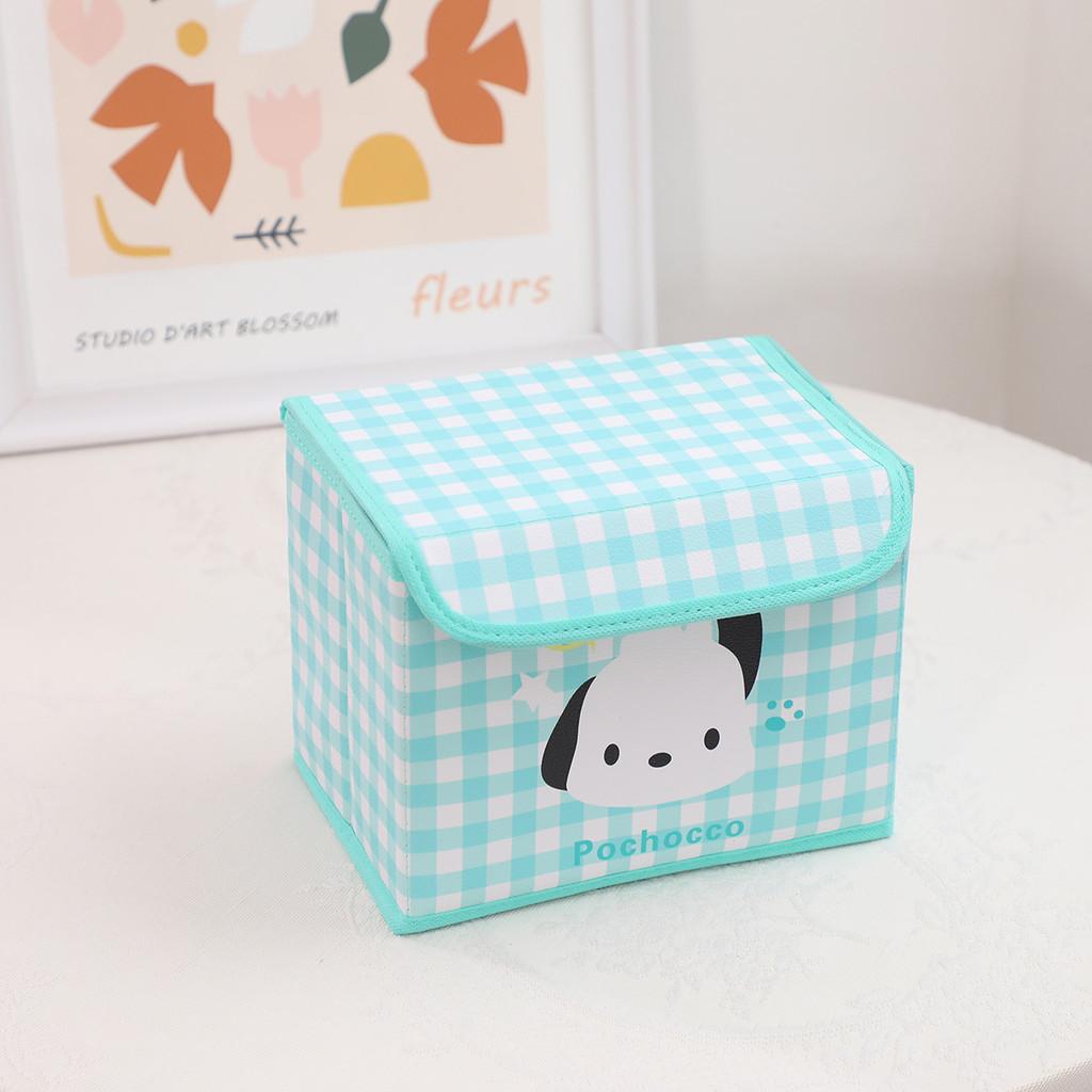 

Hello Kitty Kuromi Cinnamoroll Melody Grid Pattern Foldable Flip Storage Box For Office And Bedroom Storage Star Moon Dog