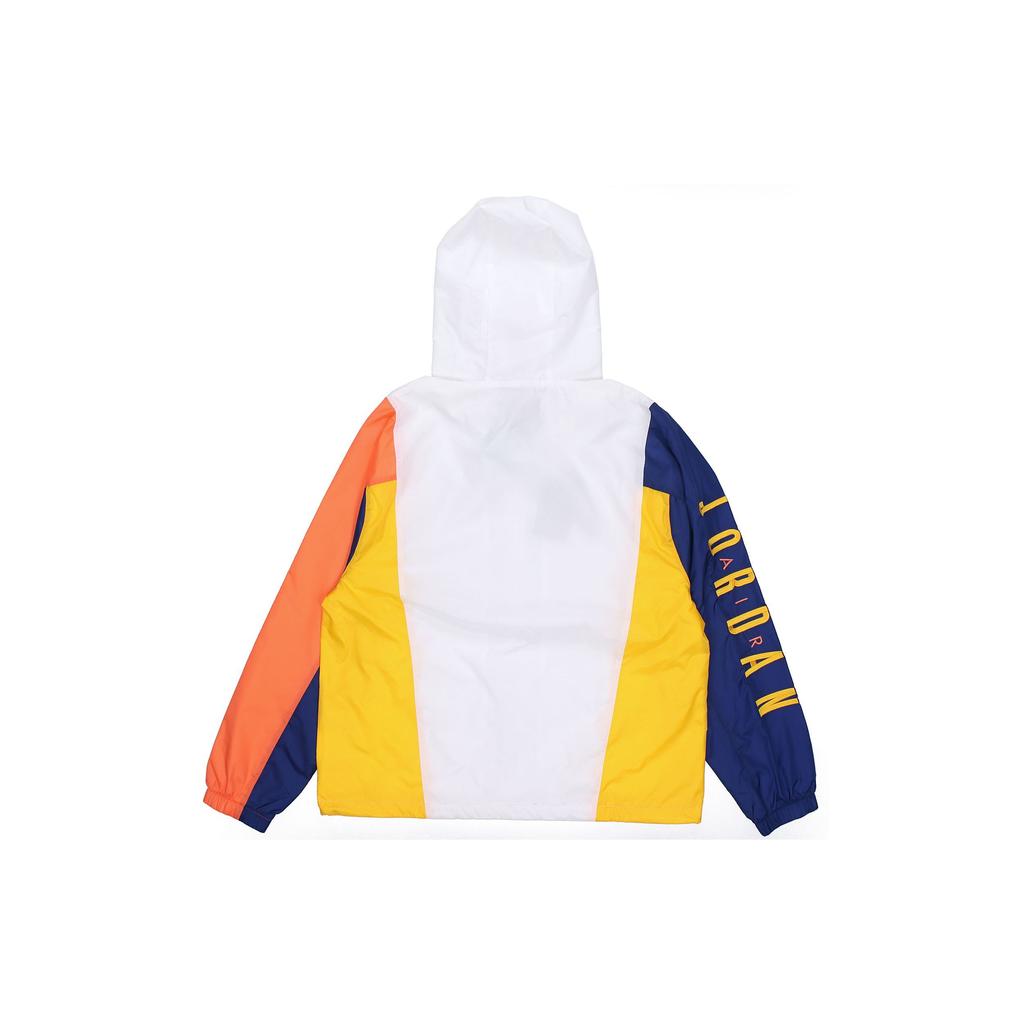 Air Jordan Jumpman Contrast Panel Printed Logo Hooded Woven Jacket Men Jacket White CV2241-100