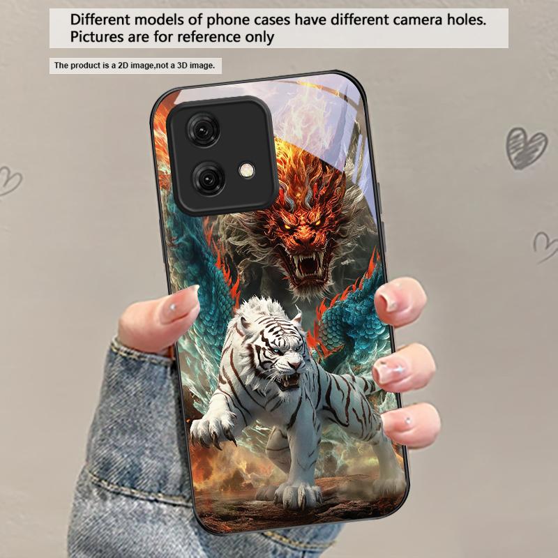 

A huge dragon and tiger For Motorola Moto Edge 20 Lite 30 Pro 40 Neo 50 Ultra G45 G54 G55 G75 G84 G85 G Play 23 Glass Phone Case Motorola Moto X30 Pro