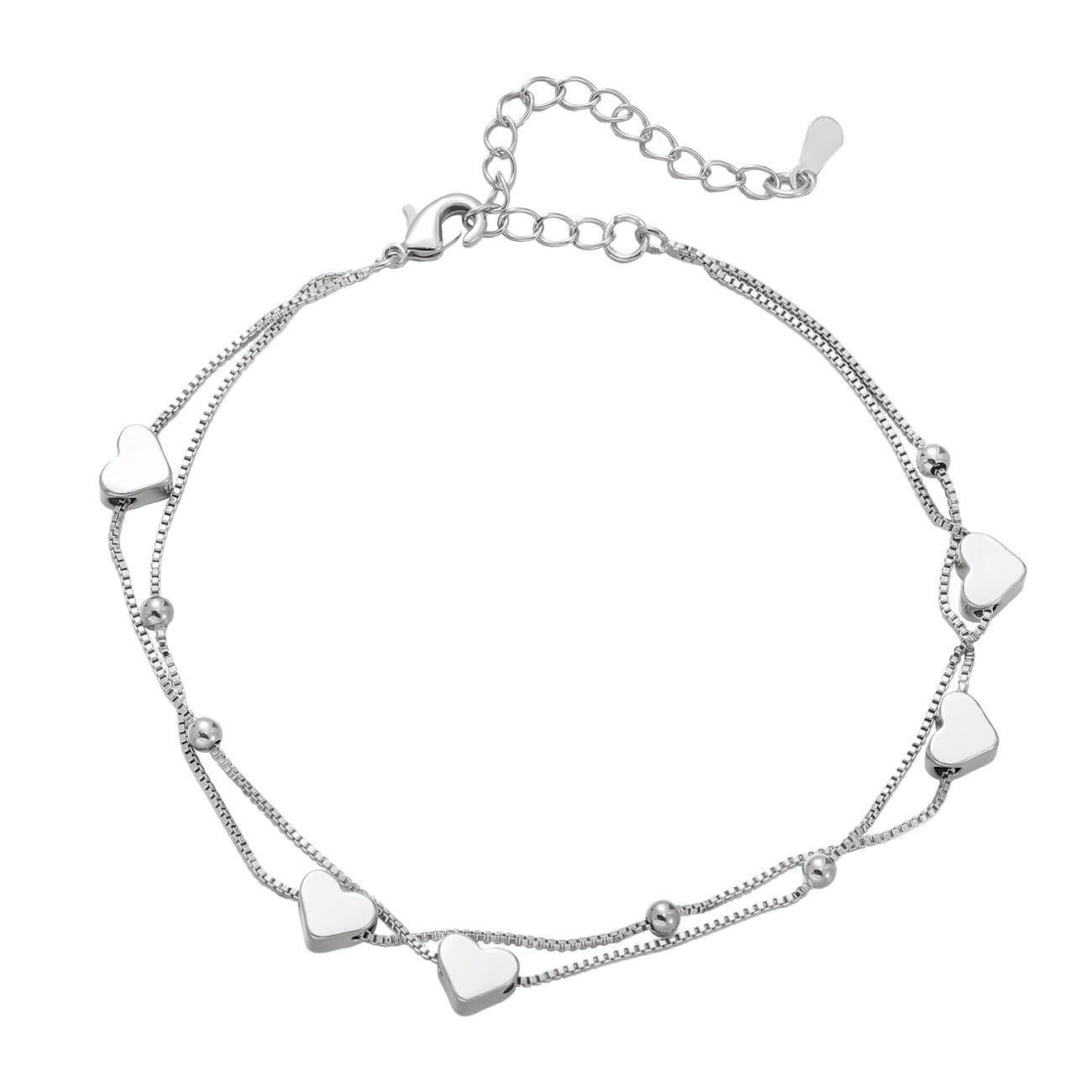Rose Gold Chain Love Bracelet Stainless Steel Love Pendant Adjustable Chain Double Chain Love Bracelet