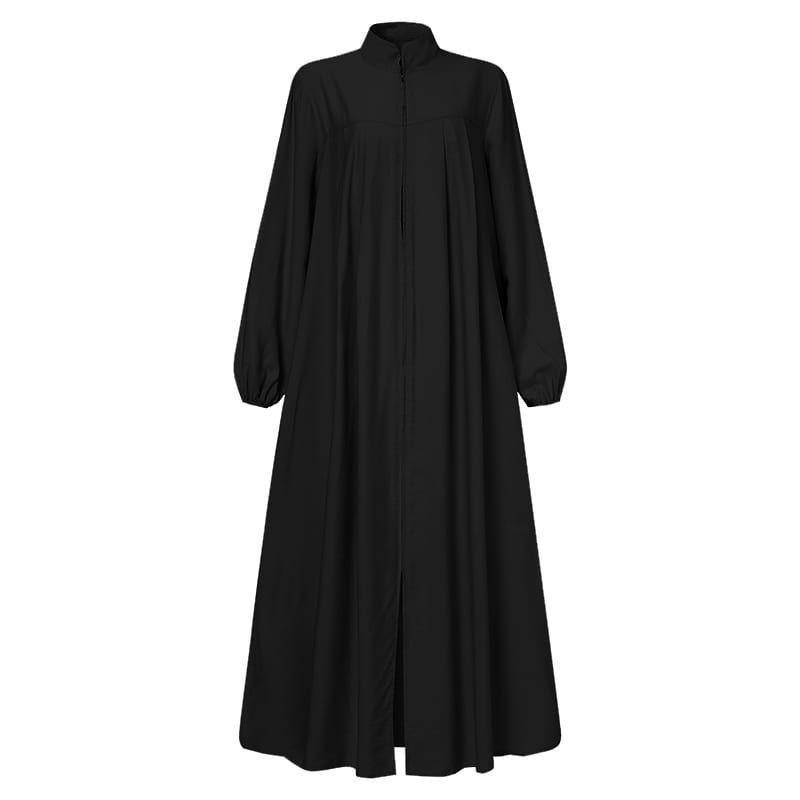 Women's Middle Eastern Style Stand Collar Zipper Cardigan with Pockets