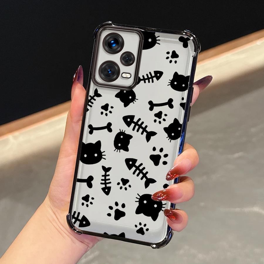 

Чехол для Redmi Note 14 Pro Plus A3 A5 11 10 Lite 12 13C Note 13 9 Pro K80 11s Чехол для телефона Мультяшная Линия Кота Redmi Note 14 Pro 5G (Global)