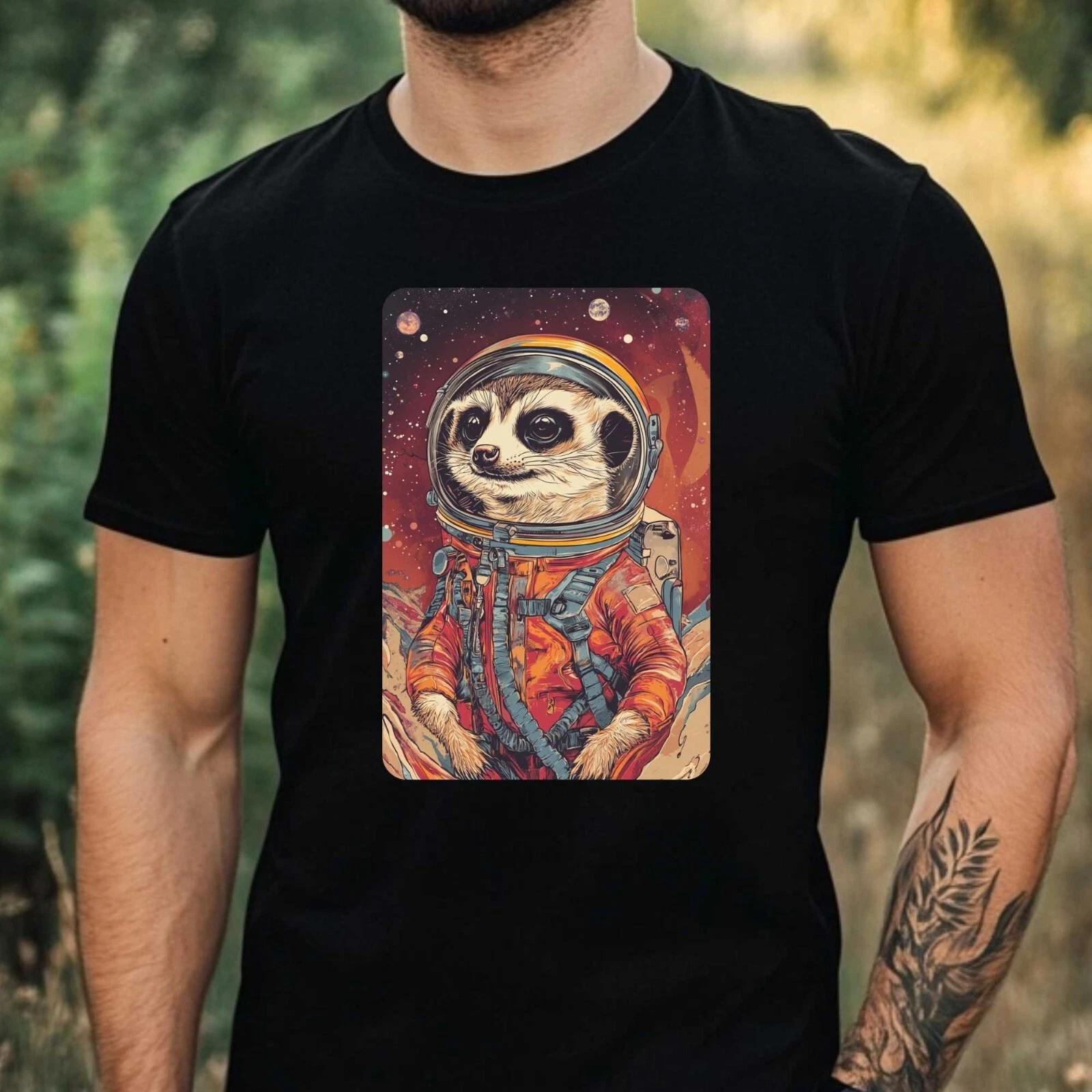 T-Shirt Herren Erdmännchen als Astronaut Motiv Baumwolle Größe XS bis 5XL XXL